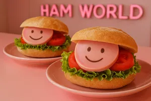 Gourmet sandwiches made with smiley face ham