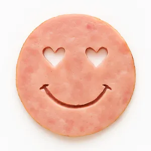 Ham face with heart-shaped eye cuts