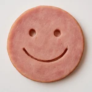 Original smiley face ham with simple carved smile