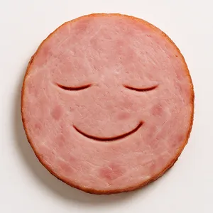 Peaceful sleepy ham face with closed eyes