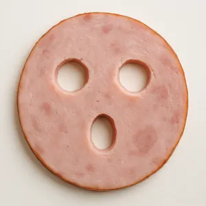 Surprised ham face with shocked expression carved in
