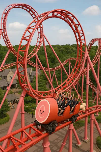 The Ham Roller coaster with spiral ham-shaped tracks