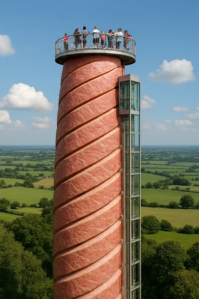 200-foot tall observation tower shaped like a spiral ham